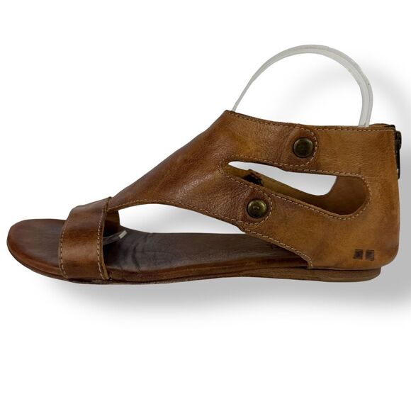 Bed Stu Soto Brown Tan Rustic Leather Sandal Flat Studded Distressed Gladiator 9 - Picture 7 of 14